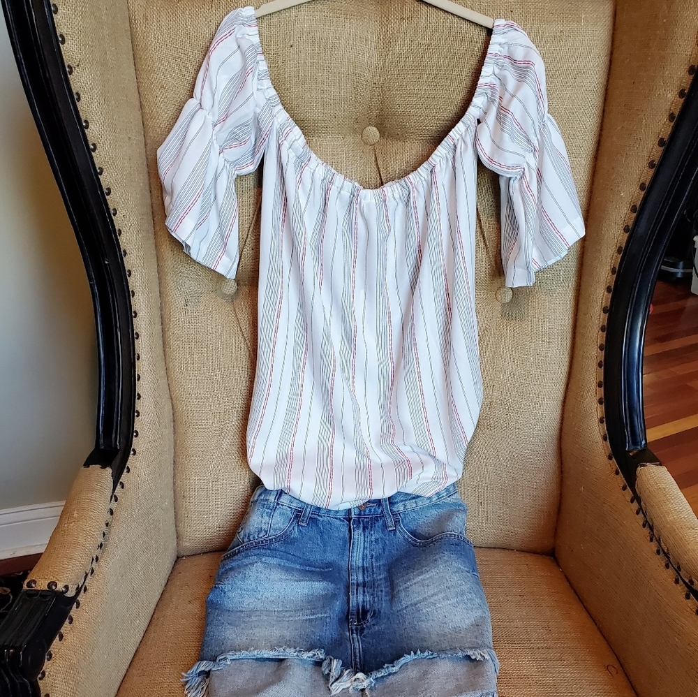 STRIPED OFF SHOULDER TUNIC - Picture 3 of 9
